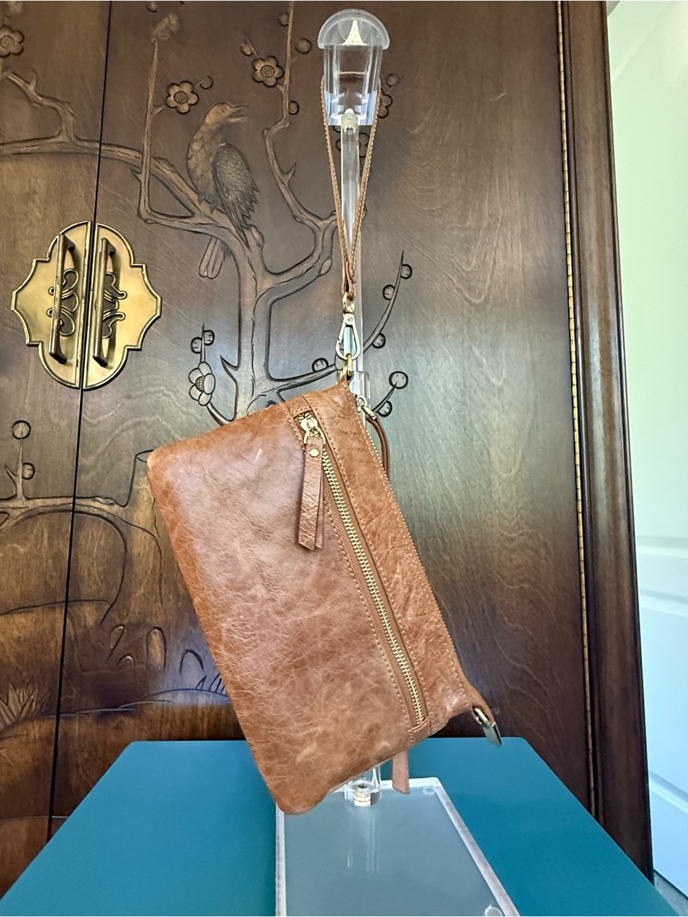 Handmade Tan Leather Clutch